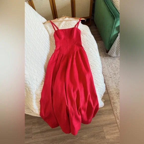 Reformation Katarin Linen Dress In Lipstick, brand new without tags, never worn. - Picture 12 of 13